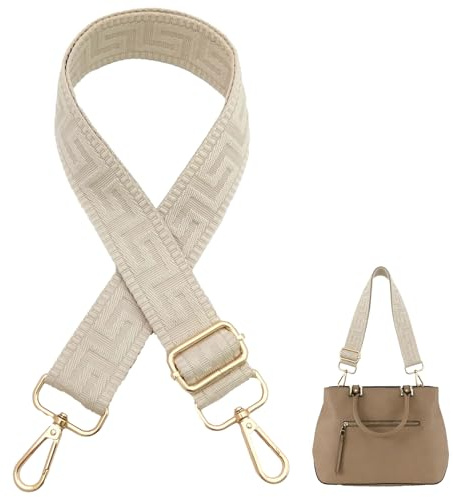 YIHAOH Correa Bolso Bandolera Ajustable para El Hombro, Correa Reemplazable de 3,8 Cm Ancho, Ajustable para El Hombro 75-130 Cm con Hebilla Dorada, Adecuada para Correas Bolsos Mano (Beige)
