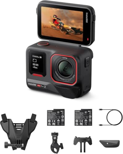 Insta360 Ace Pro 2 Pack Moto - Action cam 8K, doppia batteria | Videocamera impermeabile, sensore 1/1.3, doppio chip IA, superba in bassa luce, touchscreen direzionale, editing IA per Vlog
