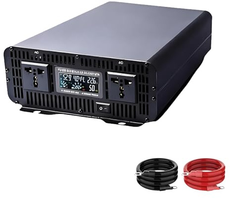 EpyGnom Inverter a Onda Sinusoidale Pura con Display LCD a Colori, Convertitore da CC a CA per Camper, Camion, Casa, Impianti Solari e off-Grid, con 2 Prese CA e Porta per Cablaggio Fisso 12V-3300W