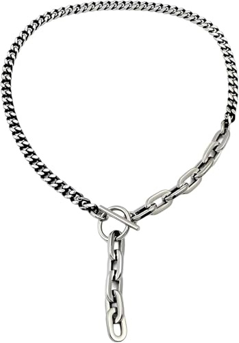 Accessories Toggle Necklace For Men And Women, 925 Sterling Silver Hip Hop Cuban Link Chain T Bar Toggle Clasp Long Chain Pendant Charm Choker Necklace, Lock And Key Necklace