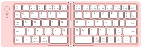Mini clavier BT pliable avec support, clavier sans fil, verrouillage magnétique, clavier BT portable pour smartphone/tablette (rose)