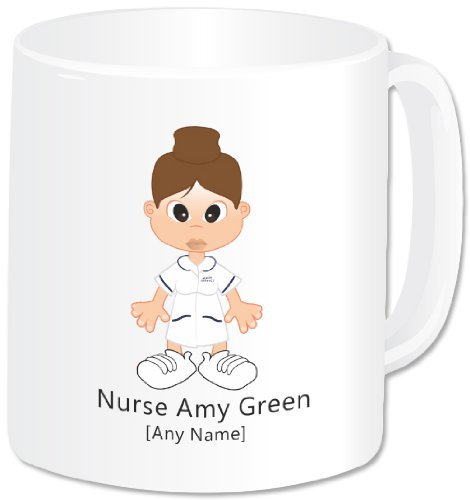 Personalised Nurse Female Jumbo Giant 20oz Mug (White Dress, Navy Trim) - (A GoPersonalised Design)