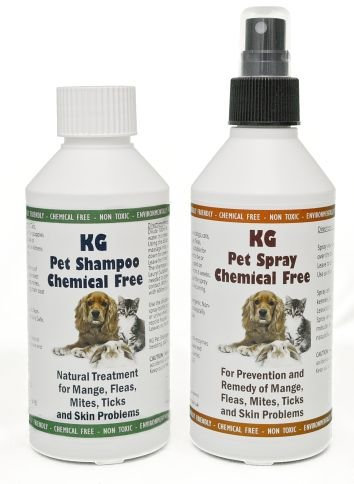 KG Wash & Go No Rinse Pet Shampoo 250ml & Spray 250ml. Rids & Protects from Mange, Fleas, Ticks, Mites & Itchy Skin Problems, Promotes Hair Re-Growth. SLS, Paraben, Pesticide & Chemical Free