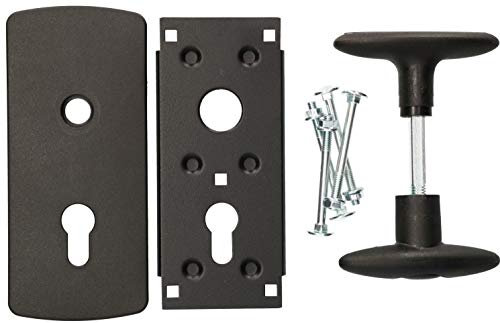 KOTARBAU Poignée de portail de garage 76 x 173 mm – Éléments de montage avec plaque de porte, ferrures et poignée