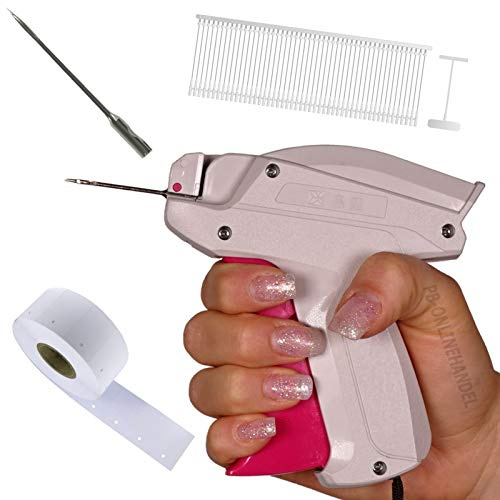 PB-Onlinehandel Etikettierpistole SF-9FL Heavy Duty Extra Lange Nadel Set 2 | SF-9FL FEIN, 1.000 Classic-Heftfäden, 1.000 Kartonetiketten 30x40mm, Fadenlänge 25mm
