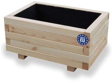 alfalux Hochbeet 60 x 40 x 30H cm mit 1x Wasserablauf Blumenkasten aus Holz Pflanzkübel Garten Balkon Terrasse Pflanzkasten AB60KAN4030