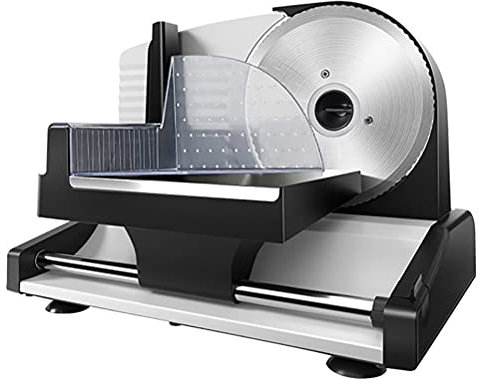 Trancheuse Électrique, Lame en Acier Inoxydable, Réglage Épaisseur 1 à 15 mm, pour Jambon, Pain, Charcuterie, Viande et Saucisson