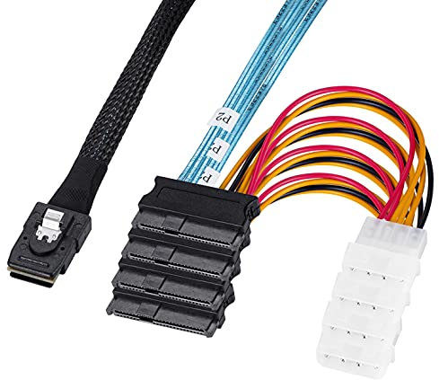Twozoh Cavo Mini SAS SFF-8087 36 pin a 4 SFF-8482 29 pin disco rigido SAS bersaglio con cavo di alimentazione IDE 0,5M