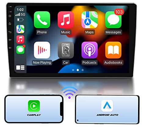 Eonon 10,1-Zoll Android 10 Autoradio 2 DIN Radio kabellos CarPlay Android Auto 8-Core 2+32GB Universal Radio mit IPS-Blidschrim GPS-Navi BT 5.0 WiFi DSP Online-Video unterstützt DAB+ (Q03SE)