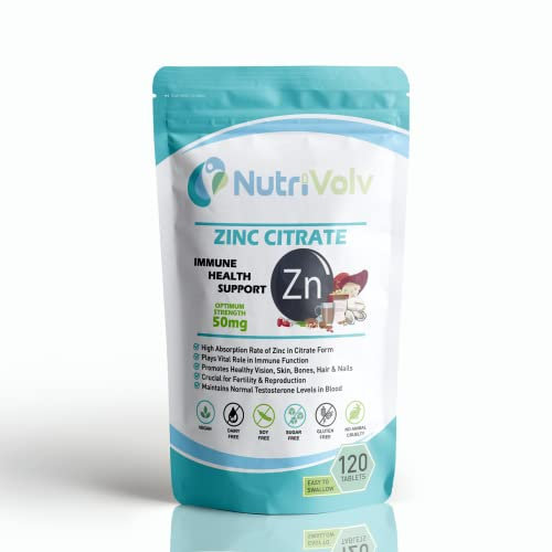 Zinc Citrate 100mg Supplements Immune Health Fertility Vision Acne Skin Hair | 120 Tablets