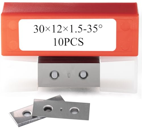 30mm Square Carbide Inserts Replacements Cutters Knives Blades 30×12×1.5mm-35° for Flush Trim Router Bit Woodworking Spiral/Helical Planer Cutter Head or Lathe Turning 10pcs