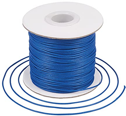 Bestewelry, Cordoncino in poliestere cerato, filo per perline intrecciato con rocchetto, per la creazione di gioielli e macramè, 77,7 metri, 1 mm, colore blu reale