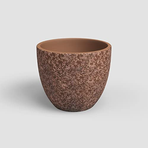 Artevasi Héstia Topf, Blumentopf, Dekorativer Topf, Komplexe Textur, Handgemachte Keramik, Farbe Terracotta, 17cm