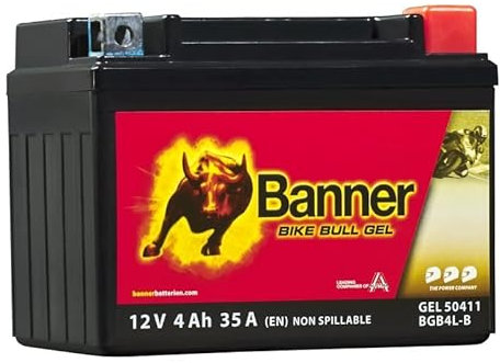 Banner Bike Bull GEL Motorradbatterie 50411 4Ah 12V BGB4L-B YB4L-B wartungsfrei
