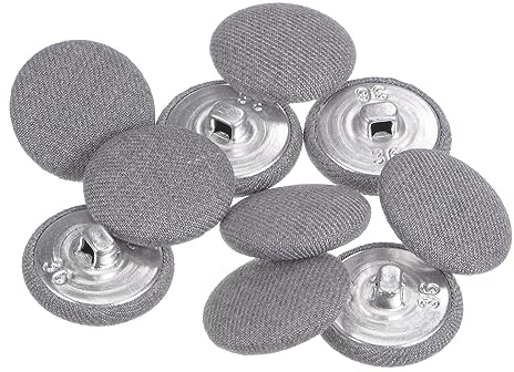sourcing map 10pcs 36L Fabric Cloth Covered Button 23mm Metal Shank Round Sewing Buttons for Suits Dress Blouses, Grey