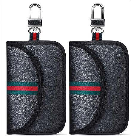 XOPOZON 2 Pcs Car Key Signal Blocking Faraday Pouch, Keyless Entry Bag, RFID Protection, Gifts Set (Black)