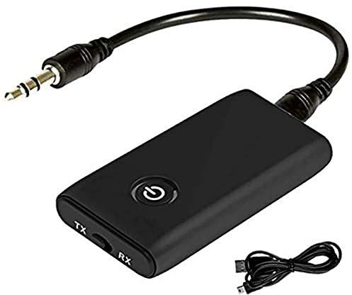 Bluetooth 5.0 Transmitter Receiver, 2-in-1 Wireless 3.5mm Adapter Mini Portable 3.5mm Wireless Bluetooth Audio Adapter with Low Latency, Suitable for Cars, Speakers, Stereo Systems and Headphones