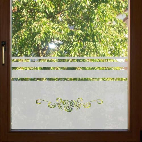 Fensterfolie Aufkleber Blumen Ornament Sichtschutzfolie Dekoration Glasdekorfolie Wohnzimmer / 50cm bis 80cm hoch, Fensterfolie GDT 668