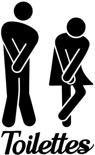Vinilo Adhesivo Divertido Puerta Aseo en Francés Toilettes Hombre Mujer, Pegatina Puerta Baño, Etiqueta Adhesiva Pared Puerta Servicio, 20 x 12 cm Negra, Requiere la Película Transferencia