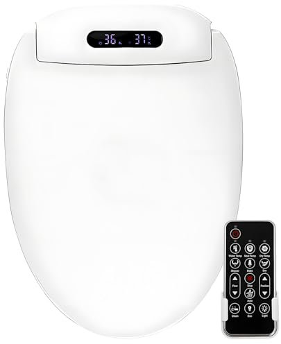 Bonxrdun Sedile automatico per WC elettrico riscaldato essiccatore con telecomando,Sedile WC con bidet,Attacco per bidet elettrico riscaldato per WC acqua calda,Attacco bidet per WC con bidet remoto