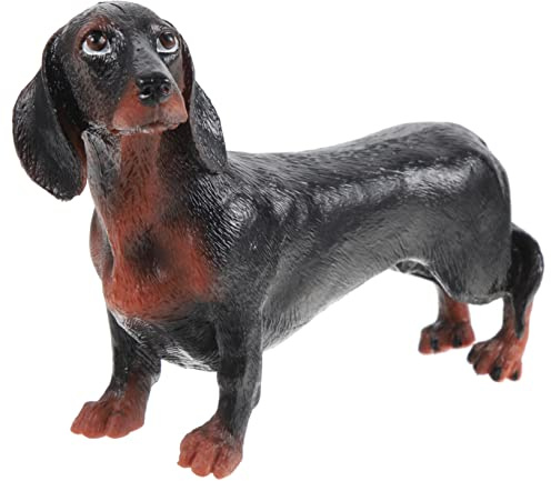 SAFIGLE 2stücke Simulation Realistische Hundefigur Aus Kunststoff Dekorative Hundemodellfigur Für Kinderzimmer Sicheres Leichtes Tierornament Für Lernspielzeug Und Deko Schwarzer Dackel