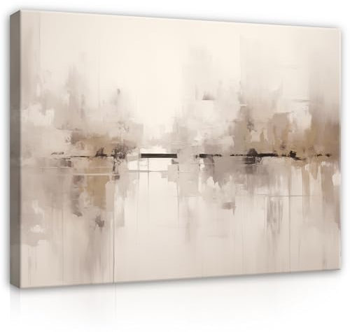 WallArena Quadro Astratto Arte Industriale Beige 60 x 40 cm – Moderno Quadro su tela XXL Soggiorno camera da letto Stampa artistica da parete su tela pronta da appendere