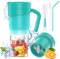 HuBeiChuangXiang Batidora de Vaso Individuales 470ML Mini Licuadora Portátil con 6 Cuchillas Juicer Smoothie Maker USB Recargable Batidoras de Vaso para Fruta, Verdura, Smoothies, Milkshake