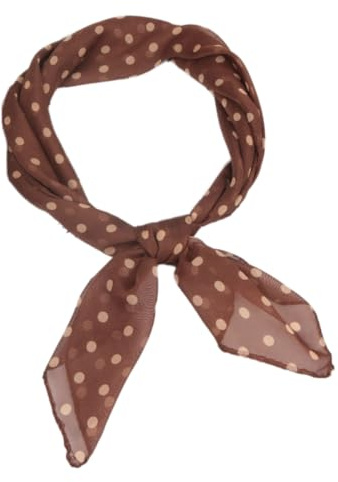 Whakano Elegante Seidentuch Damen,65x65cm,Gepunktete Kopftuch Damen,Chiffon Halstuch,Bandana,Quadratische Schals,Klein Weich Quadratisch Seidenschal,Geschenkfür Damen Frauen,Braun