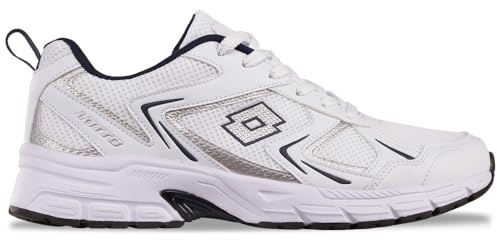 Lotto Baskets Unisexes, Blanc/Bleu Marine, 43 EU, Blanc/Bleu Marine, 43 EU