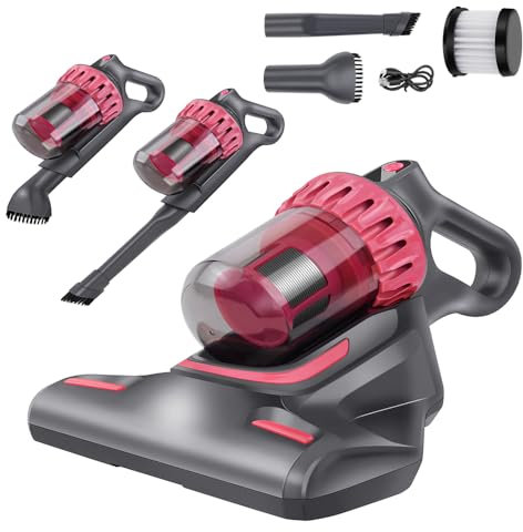 Mattress Vacuum Cleaner Cordless Bed Mattress Mites Cleaner, 10KPa Suction Dust Mite Vacuum Mattress Cleaner with HEPA Filter, Lightweight Mini Vacuum Cleaner for Allergy Sufferers, Sofa, Stairs