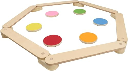Aufun Kinder Balancierbalken Schwebebalken mit 6 Balanciersteine frei kombinierbar, Abenteuer Balancierparcours, für 3+ Jahre alt, Kleinkind-Gymnastikbalken, Hindernis Balance Board für Koordination
