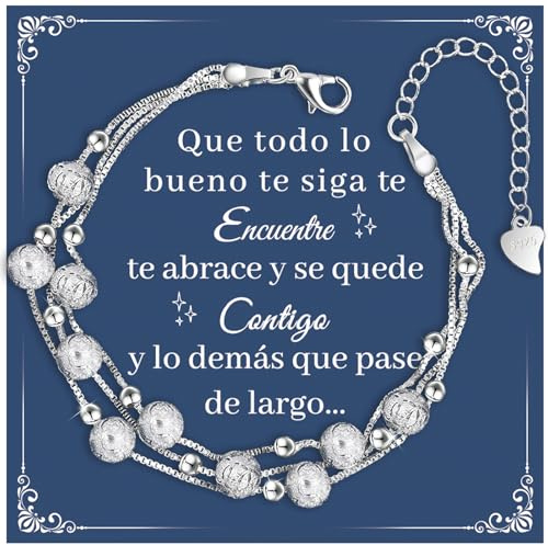 YELUWA Regalos Originales para Mujer, Perla Pulsera Regalo Dia de la Madre Pulsera Plata Mujer Amistad Originales Regalo Cumpleaños para Mamá e Hija Amiga Hermanas Sobrina Tía Regalos San Valentin