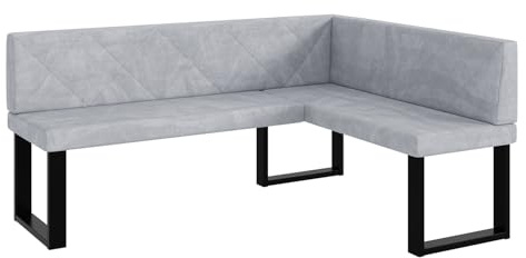 MEBLINI Eckbank für Esszimmer - Küchenbank - Essecke - Sitzecke Küche - ERIC - U-Beine 128x168x87cm Rechts - Hellgrau Samt