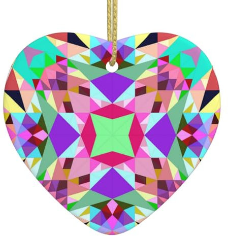 Keramik-Weihnachtsschmuck, Coldplay-Kaleidoskop, buntes Dreieck, Weihnachtsbaum, Herz, Ornament, hängende Anhänger, Dekoration, niedliche Weihnachtsdekoration, Weihnachtsgeschenke
