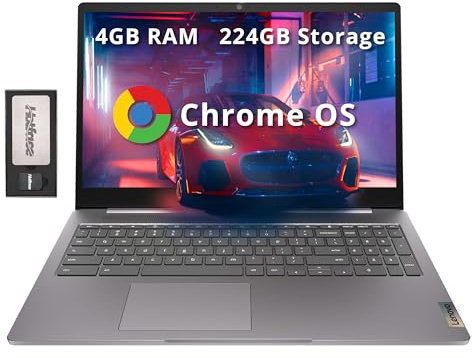 Lenovo Ideapad 3 15,6 FHD Chromebook, Intel Celeron N4500, 4GB LPDDR4X, 224GB Storage (64GB SSD + 160GB Docking Station Set), Number Pad, Webcam, Wi-Fi 6, Chrome OS, Grigio