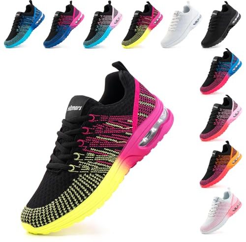 Hitmars Scarpe da Running Corsa Donna Respirabile Leggero Scarpe da Ginnastica Sportive Basse Interior Casual all'Aperto Fitness Running Sneakers Viola e Giallo 40 EU