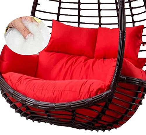 Double Egg Hammock Swing Seat with Waterproof Cushion for 2 Seater Garden Patio Hanging Rattan Basket Chair with Thick Head Pillow