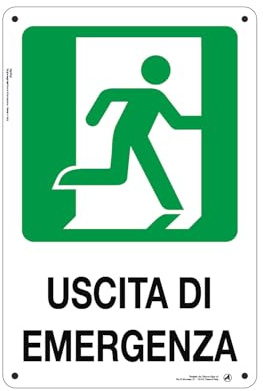 Cartello Segnaletico Uscita di emergenza destra Alluminio Premium 20x30 cm – Made in Italy, Resistente Esterno, Stampa HD, Installazione Facile, Conforme Normative