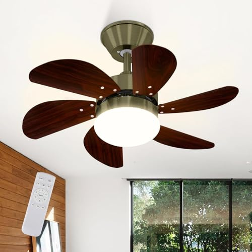 Mursche Deckenventilator Mit Beleuchtung und Fernbedienung Leise - Deckenlampe Wohnzimmer 6 Flügeln Fan Schlafzimmerlampe Ventilator Design Timing E27 Deckenleuchte für Schlafzimmer Esszimmer Küche