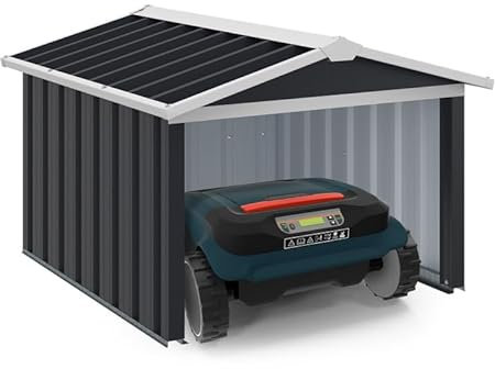 IDMarket - Garage pour Robot Tondeuse Toit à 2 pentes métal Gris Anthracite 86 x 98 x 62 cm