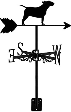 Exquisite Wetterfahne aus Metall, für den Außenbereich, Dachhalterung, Hof, schwarze Dekoration, Windrichtungsanzeige, Messwerkzeug für Bauernhaus, Garten, Hof, Pit Bullterrier