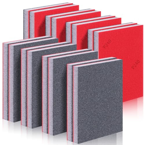 Niuny Éponge de Ponçage 16 Pcs Papier a Poncer Polissage Grain 240 Papier Abrasif Sec et Humide Cale a Poncer Réutilisables Eponges Abrasives pour Bois Métal Einture Réparation de Carrosserie