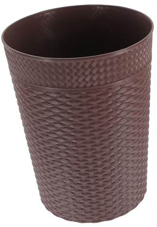 FONDOTIN Cubo De Basura Tipo Ratán Baño Canastas De Mimbre Cesto De Basura Bote De Basura Con Tapa Wastebasket Para Dormitorio Cesta De Mimbre Alta Basurero Papelera Dormitorio Páginas Café