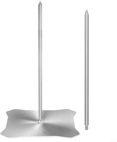 Springwillfly Support vertical en acier inoxydable pour brochettes de barbecue avec double tiges pour cuisson en plein air de la viande, des légumes, kebab, barbecue