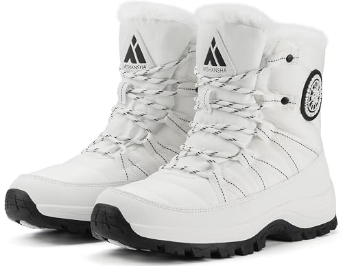Mishansha Donna Stivali da Neve Invernali Scarpe All'Aperto Stivaletti Antiscivolo, Avorio 38