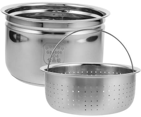 GRIRIW Cuve Intérieure En Acier Inoxydable 304 Pour Cuisinière Électrique 4l Avec Panier Vapeur Séparateur De Riz Cuisson Saine Du Sucre Préparation Multifonctionnelle