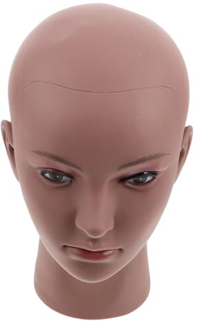 Gatuida Realistic Black Female Bald Mannequin Head for Hair Cosmetology Training African Features PVC Model for Wigs Makeup Glasses Hat Display and Styling Practice