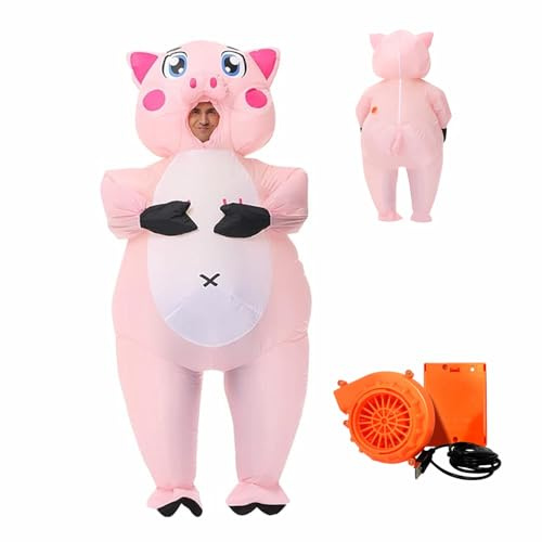 Seinal - Disfraz inflable de cerdo, disfraz de cerdo inflable para adulto, color rosa, disfraz de Navidad, Halloween, disfraz inflable de animales, unisex, 150-190 cm