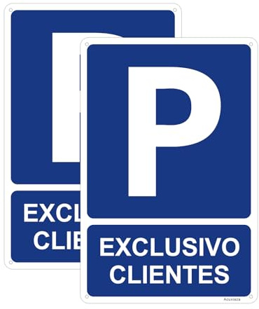 Acuxiaza 2ud Cartel Parking Exclusivo Clientes de Aluminio, 20x30 cm | Grosor 0.85 mm, Reflectante Señal de Aparcamiento, Interiores y Exteriores, Fácil Instalación