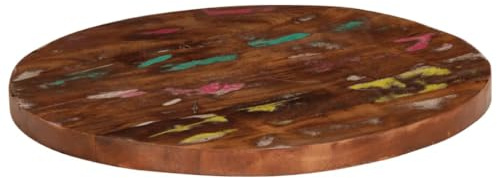 fadaoet Tischplatte Rund Ø 40x3,8 cm Massives Altholz Holz Tischplatte Holzplatte für Esstisch Schreibtisch robust langlebig vielseitig einsetzbar einfach zu reinigen